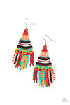 Paparazzi Accessories - Beaded Bohemian- Red Earring