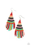 Paparazzi Accessories - Beaded Bohemian- Red Earring