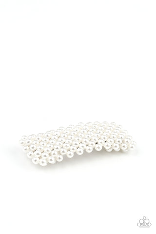 Paparazzi Accessories -  Pearl-Clutching Posh - White Hair Clip