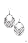 Paparazzi Accessories - Fierce Flash - White Bling Hoop Earring