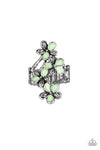 Paparazzi Climbing Gardens - Green Flowers - Silver Ring