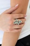 Paparazzi Climbing Gardens - Green Flowers - Silver Ring