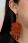 Paparazzi Accessories - Hanging by a Thread - Brown Earring