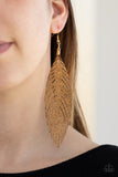 Paparazzi Accessories - Feather Fantasy - Gold Earring