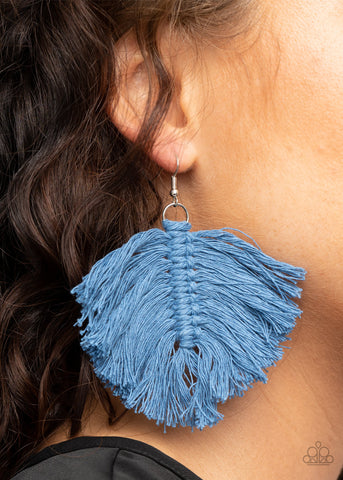 Paparazzi Accessories - Macrame Mamba - Blue Earring