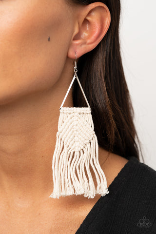 Paparazzi Accessories - Macrame Jungle - White Earring