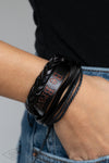 Paparazzi Accessories  - Brave Soul - Black Inspirational Leather Bracelet