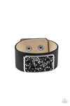 Paparazzi Accessories - Interstellar Shimmer - Black Leather Bracelet