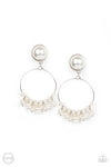 Paparazzi Accessories  - Seize Your Moment - White Clip-On Earring