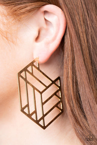 Paparazzi Accessories - Gotta Get GEO-ing - Gold Earring