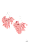 Wanna Piece Of MACRAME? - Pink earring - Paparazzi Accessories