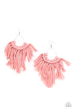 Wanna Piece Of MACRAME? - Pink earring - Paparazzi Accessories