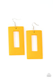 Paparazzi Accessories  - Totally Framed - Yellow Wood Earring