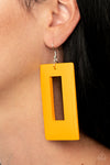 Paparazzi Accessories  - Totally Framed - Yellow Wood Earring