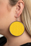 Wonderfully Woven - Yellow Earring - Paparazzi Accessories