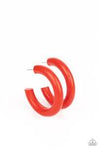 Paparazzi Accessories - Woodsy Wonder - Red Wood Hoop Earrings