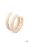 Paparazzi Accessories - I WOOD Walk 500 Miles - White Wood Hoop Earring