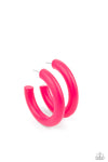 Paparazzi Accessories- Woodsy Wonder -  Pink Wood Hoop Earrings