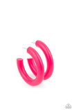 Paparazzi Accessories- Woodsy Wonder -  Pink Wood Hoop Earrings