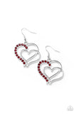 Paparazzi Accessories - Double The Heartache - Red Earring