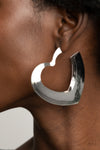 Paparazzi Accessories - Heart-Racing Radiance - Silver Hoop Earring