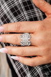 Paparazzi Accessories - Urban Empire White Ring - November 2021 Life of the Party - November 2021 Life of the Party