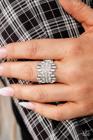 Paparazzi Accessories - Urban Empire White Ring - November 2021 Life of the Party - November 2021 Life of the Party