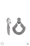 Paparazzi Accessories - Better Buckle Up - Silver Clip-On Earring