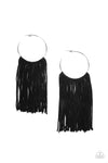 Paparazzi Accessories  - Flauntable Fringe - Black Earring