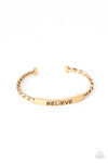 Paparazzi Accessories - Keep Calm and Believe - Gold Inspirational Bracelet