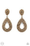 Paparazzi Accessories - Pack In The Pizzazz - Brass Clip-On Earring