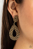 Paparazzi Accessories - Pack In The Pizzazz - Brass Clip-On Earring