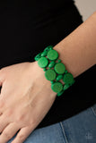 Paparazzi Accessories - Beach Bravado - Green Wooden Bracelet