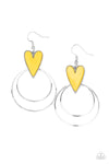 Paparazzi Accessories - Happily Ever Hearts - Yellow Earring