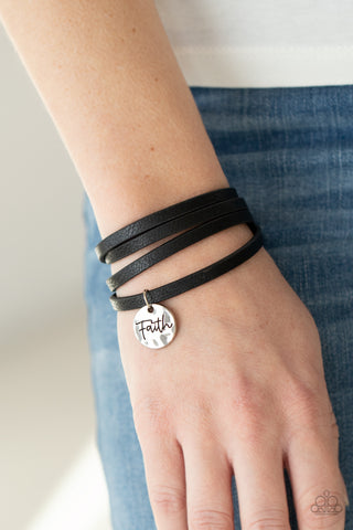 Paparazzi Accessories - Wonderfully Worded - Black Inspirational Bracelet