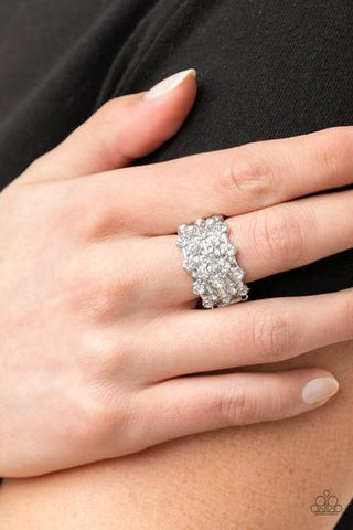 Paparazzi Metro Motivation - White Ring - August 2021 Life Of The Party Exclusive