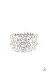 Paparazzi Metro Motivation - White Ring - August 2021 Life Of The Party Exclusive