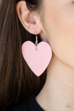 Paparazzi Accessories - Country Crush - Pink Leather Heart Earring