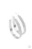 Paparazzi Accessories - Bossy and Glossy - White Bling Hoop Earring