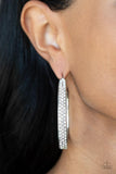 Paparazzi Accessories - Bossy and Glossy - White Bling Hoop Earring