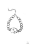 Paparazzi Accessories - Luxury Lush - White Gem - Bold Silver Chain - Bracelet
