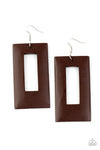 Paparazzi Accessories - TOTALLY FRAMED - BROWN WOOD EARRINGS - PAPARAZZI
