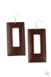 Paparazzi Accessories - TOTALLY FRAMED - BROWN WOOD EARRINGS - PAPARAZZI