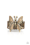 Paparazzi Accessories  - Blinged Out Butterfly - Brass Ring