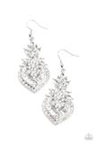 Paparazzi Accessories - Paparazzi Royal Hustle - White Rhinestone Earrings - Life Of the Party Exclusive August 2021