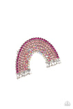 Paparazzi Accessories - Somewhere Over The RHINESTONE Rainbow - Pink Hair Bow