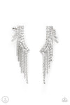 Paparazzi Accessories - Thunderstruck Sparkle - White Bling Ear Crawlers