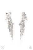 Paparazzi Accessories - Thunderstruck Sparkle - White Bling Ear Crawlers