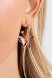 Paparazzi Accessories  - Butterfly Freestyle - Rose Gold Earring