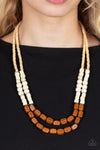 Paparazzi Accessories  - Bermuda Bellhop - Brown Wood Necklace